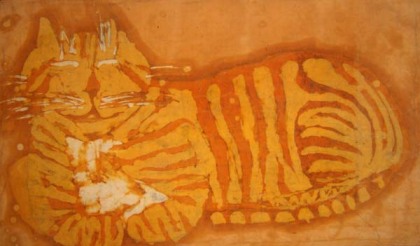 batik of orange kitty