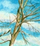 pastel painting of bare tree branches against sky
