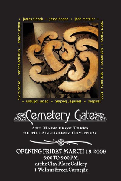 image of post card for cemetery gate art exhibit