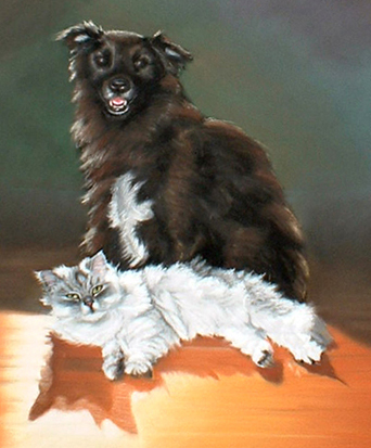 painting of a dog and cat