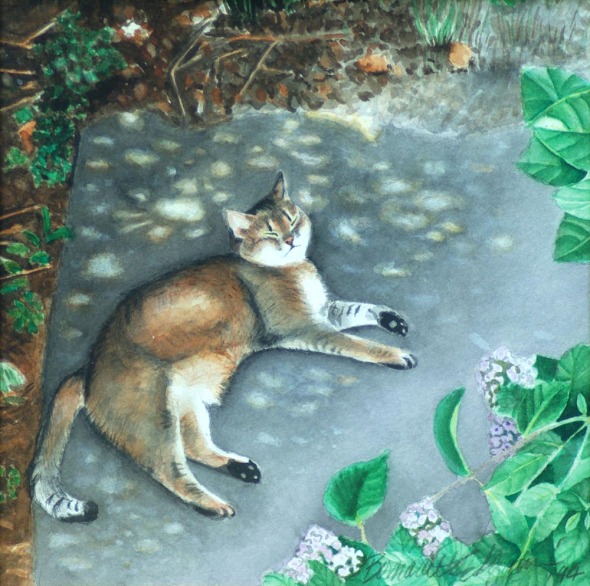 painting of cat outdoors