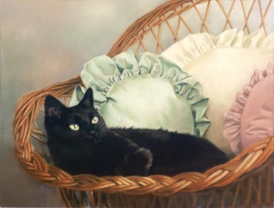 pastel portrait of black cat