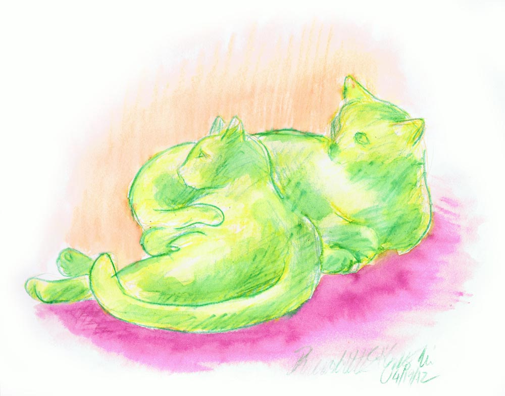 two cats in watercolor