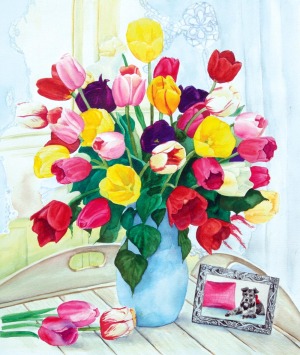 watercolor of tulips